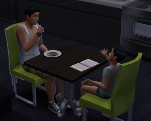 sims 4 multi-tasking homework eating