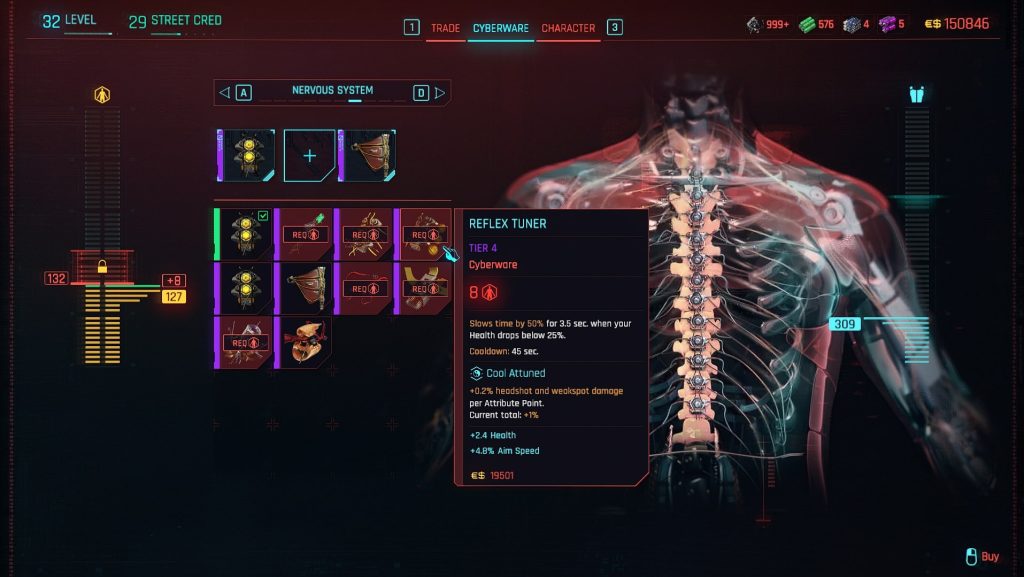 cyberpunk 2077 nervous system cyberware