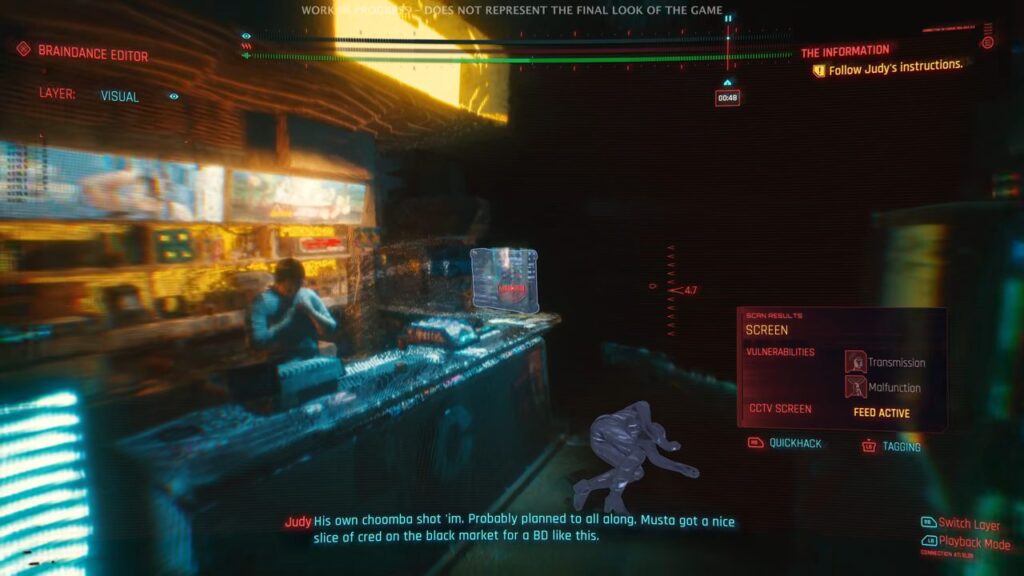 Cyberpunk 2077 Braindance Editor Scanning Objects People Cameras