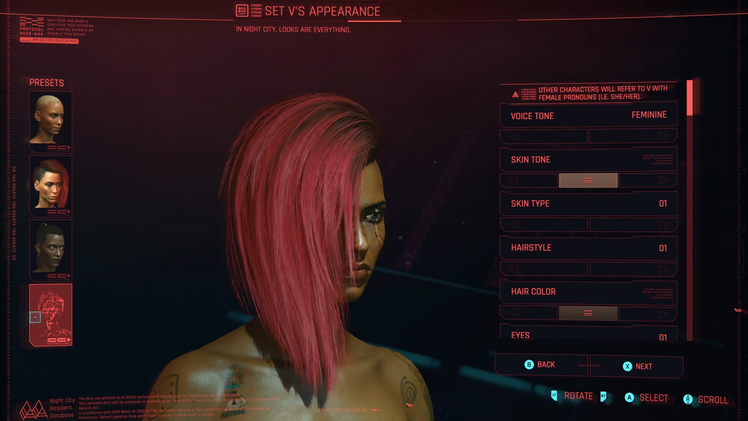 Cyberpunk 2077 - character creation