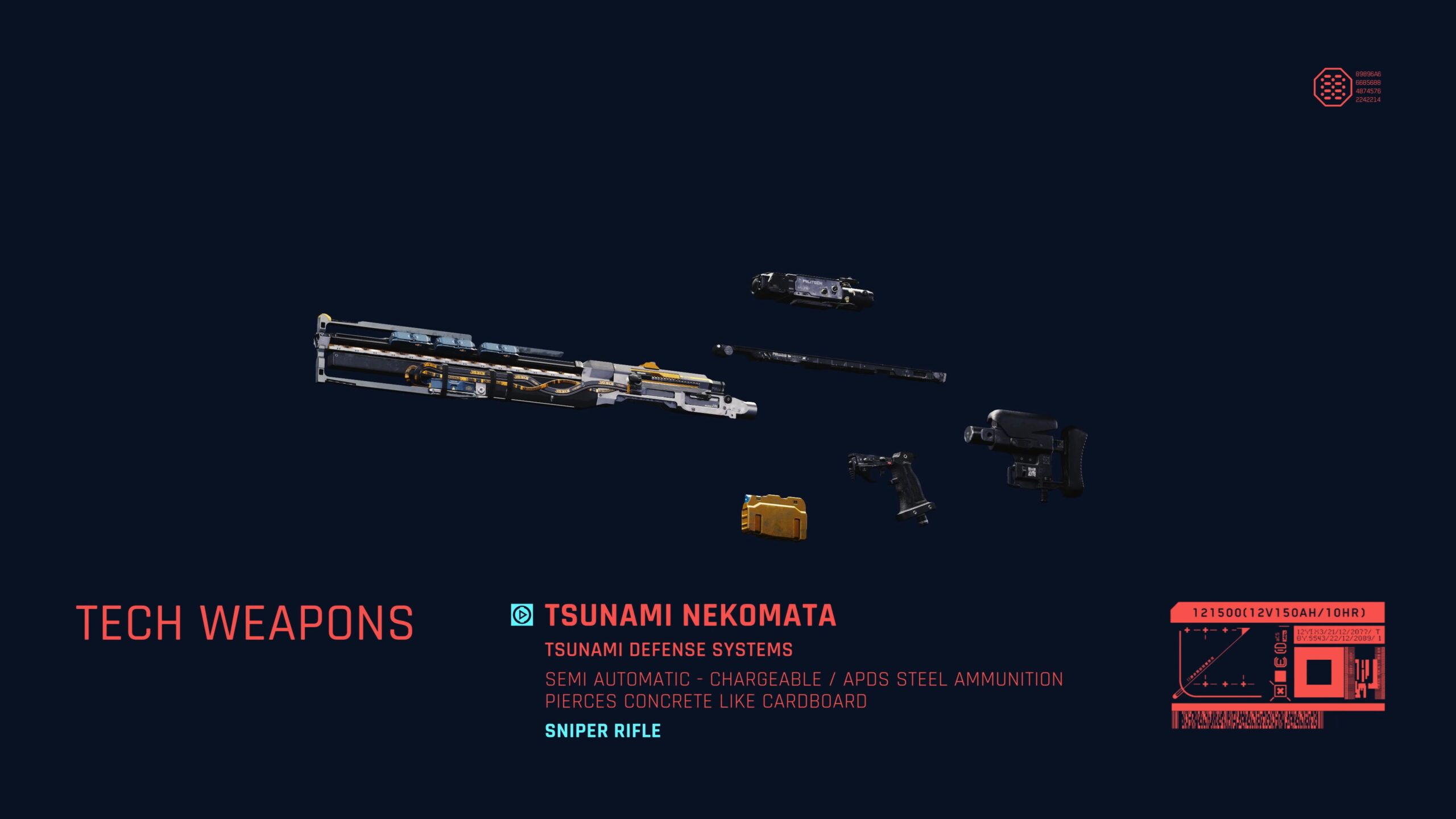 Cyberpunk 2077 Ranged Weapons Tsunami Nekomata Sniper Rifle