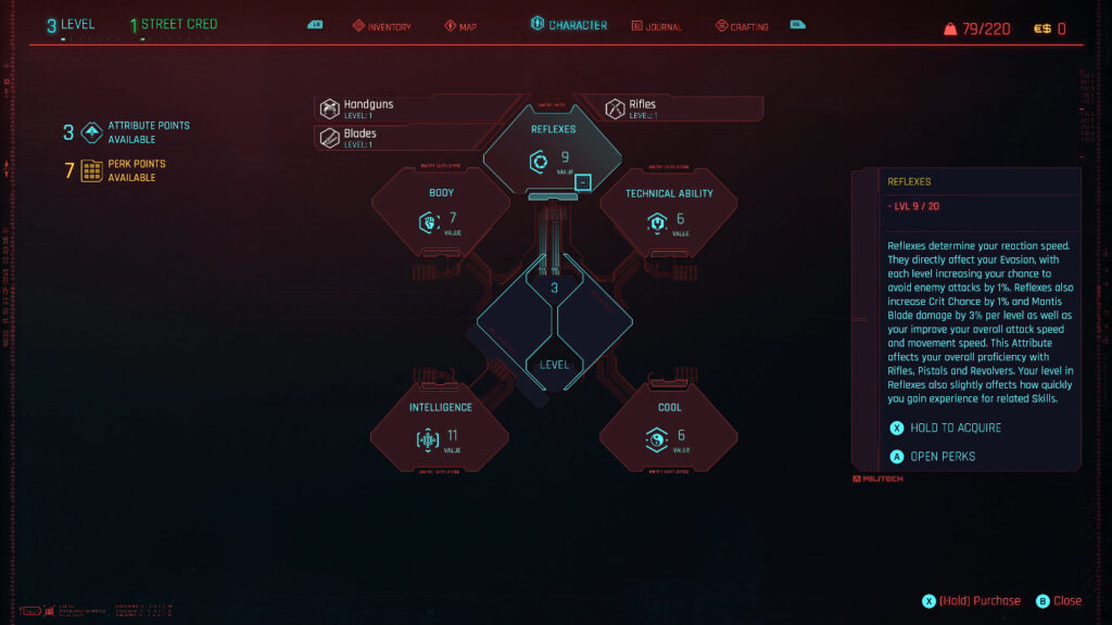 Cyberpunk 2077 Skills Guide Interface