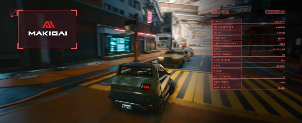 Cyberpunk 2077 Vehicles Guide Economy Tier Maimai Makigai 3