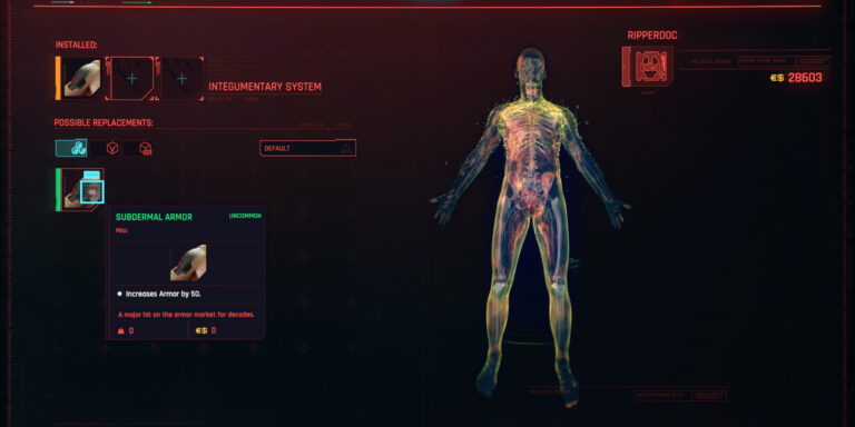 Cyberpunk 2077 Cyberware Guide Integumentary System