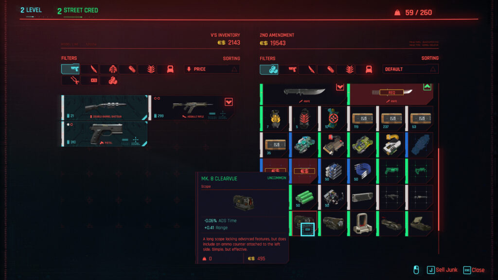 Cyberpunk 2077 Map Markers Guide Weapon Shop Inventory