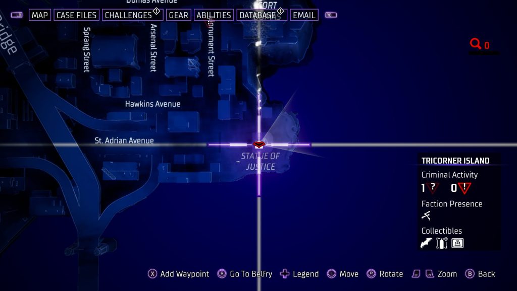 gotham knights batarang tricorner island 4 map