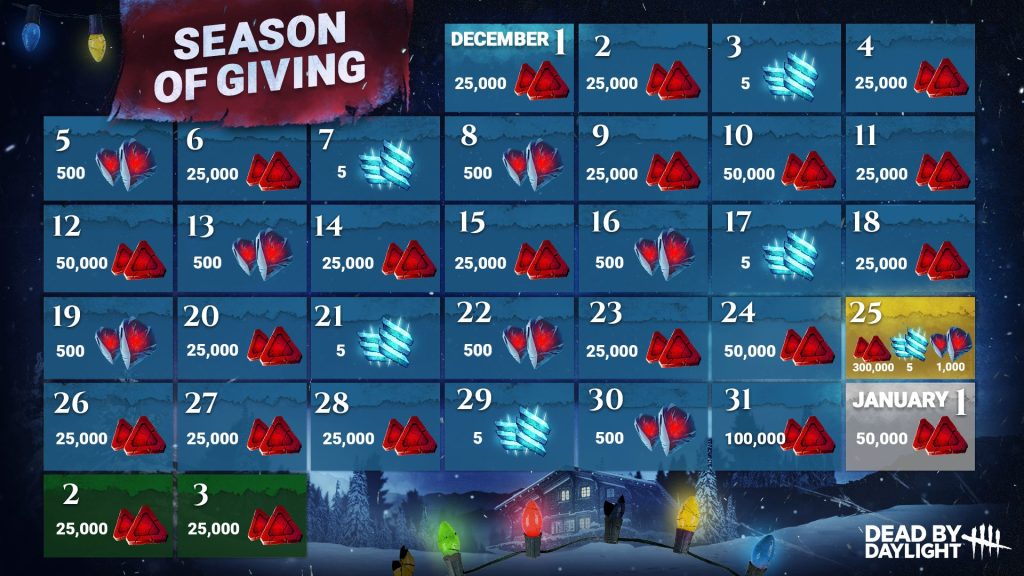 season of giving calendar bone chill event dead by daylight