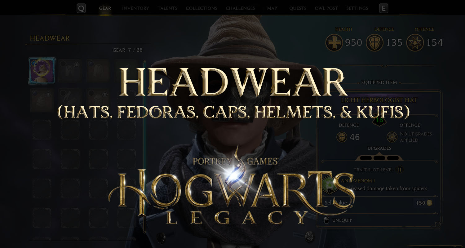 hogwarts legacy headwear (hats, fedoras, caps, helmets, & kufis)