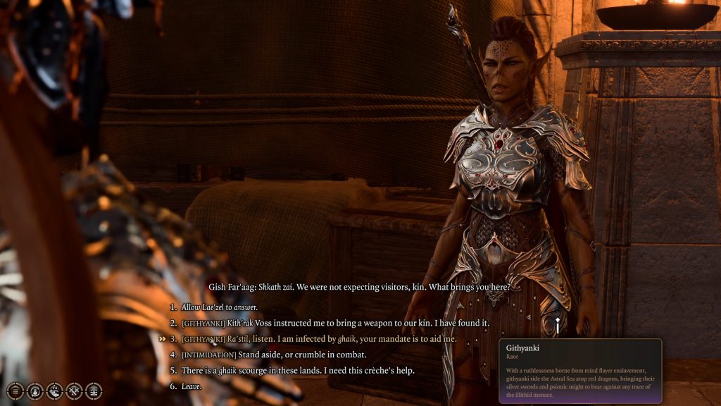 baldurs gate 3 githyanki dialogue options