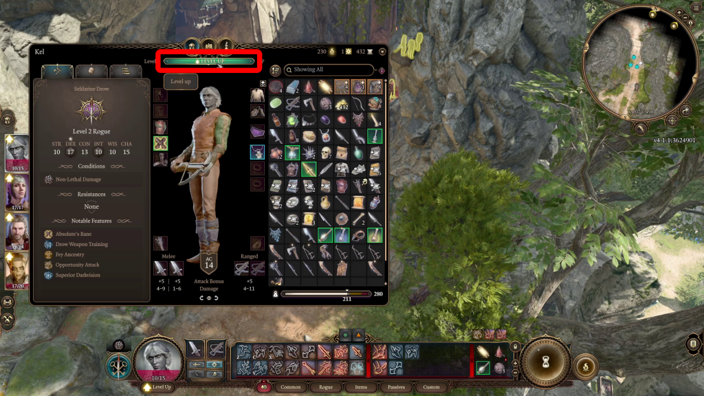 bladurs gate 3 level up guide inventory level up