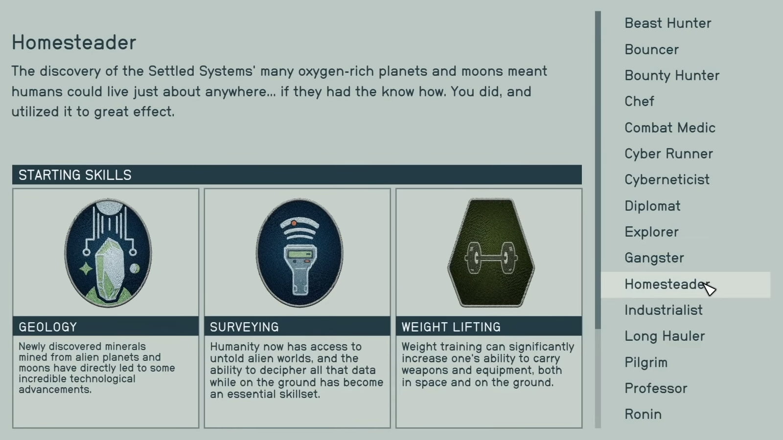 starfield background homesteader description