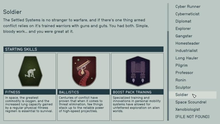 starfield background soldier description