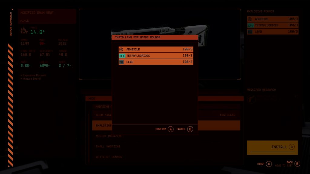 starfield crafting weaponry modified drum beat explosive rounds