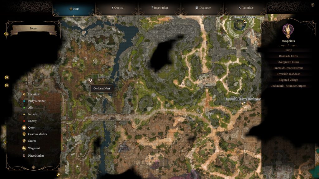 bg3 owlbear nest map