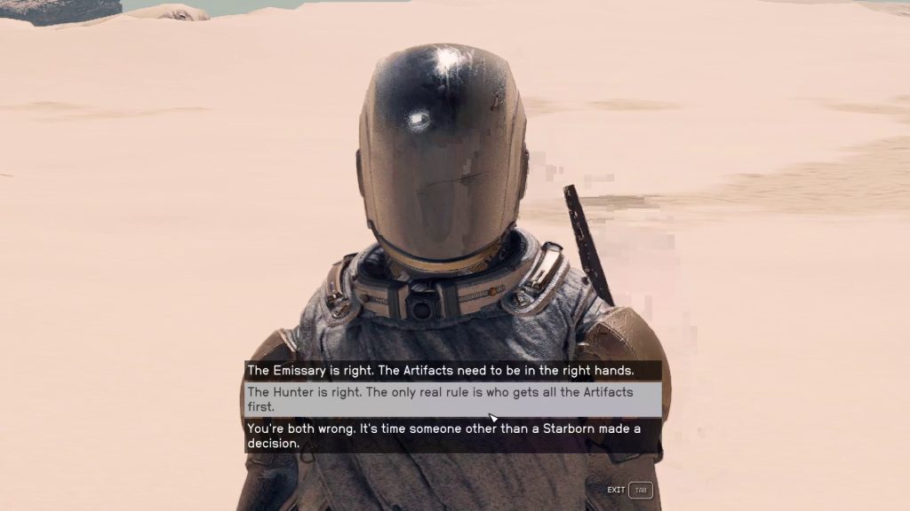 dialog choice unearthed starfield mission walkthrough