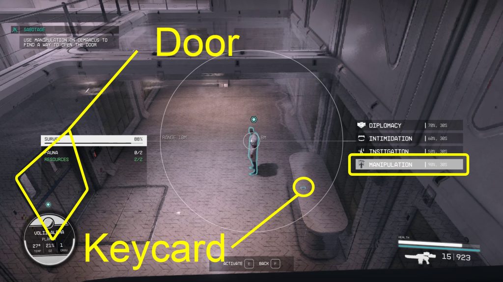 manipulation test keycard and menu option sabotage starfield mission walkthrough