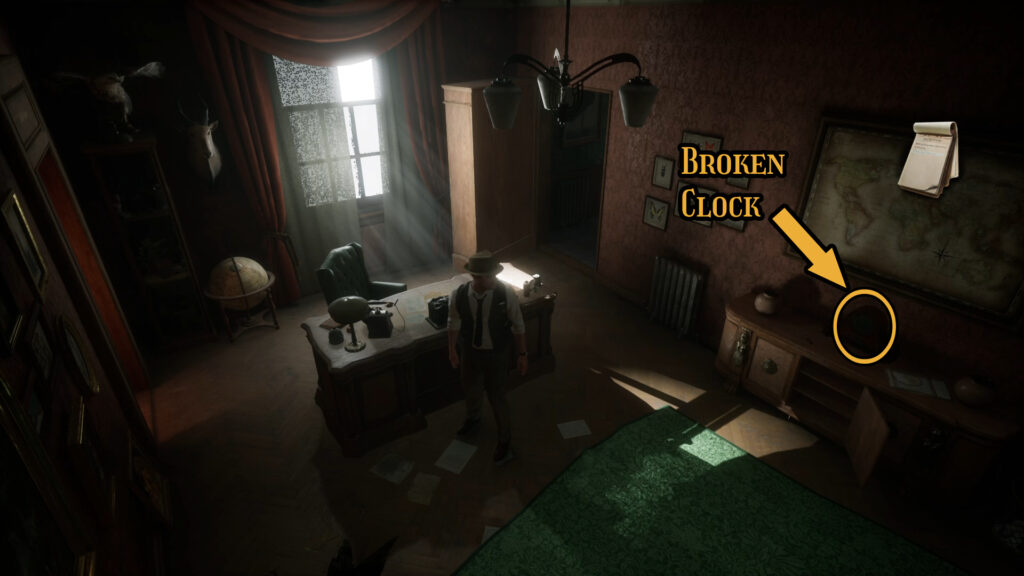 alone in the dark broken clock puzzle location