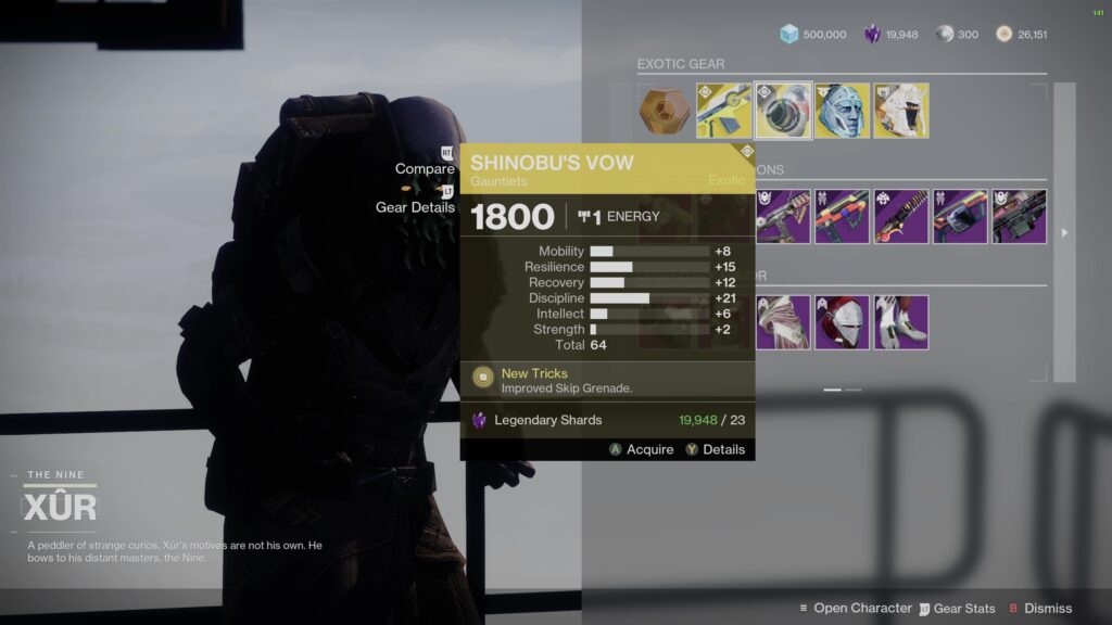 destiny 2 xur 5 25 24 shinobus vow