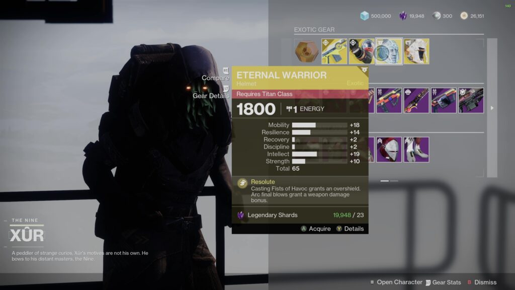 destiny 2 xur 5 25 24 eternal warrior