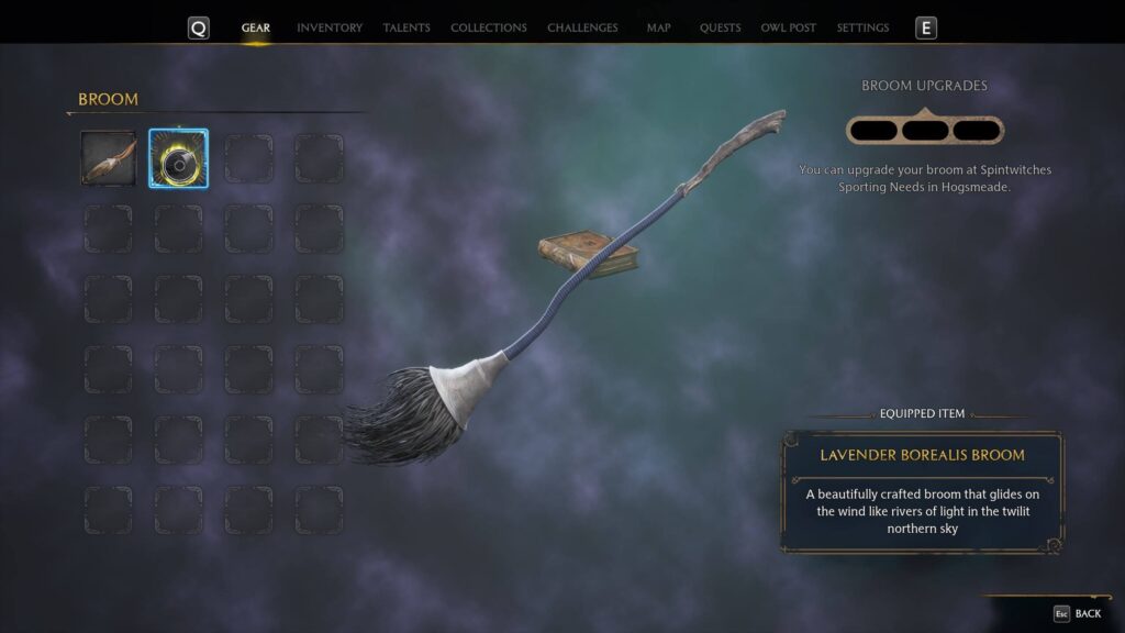 lavender borealis hogwarts legacy broom