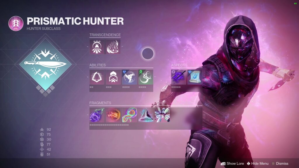 destiny 2 prismatic ninja hunter build fragments